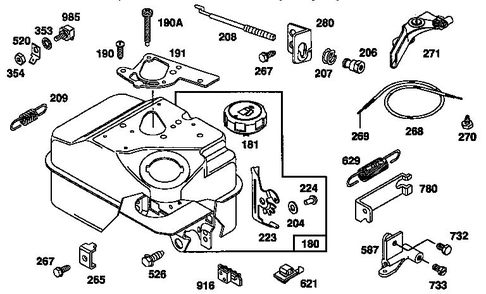 Fuel Tank Assembly Diagram and Parts List for 135200  Briggs and Stratton Engine